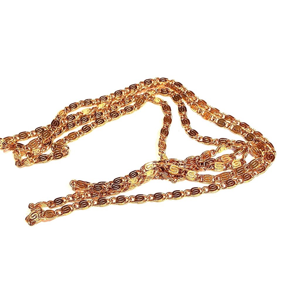 Neck;lace Vintage Gold Tone Snail Chain 54"